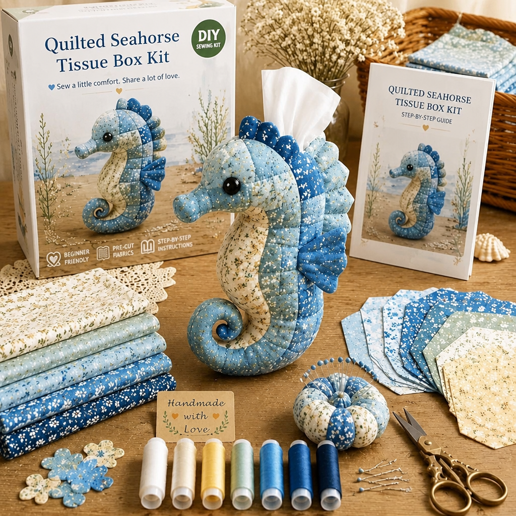 DIY Quilted Sea Animal Tissue Box Kit – Handmade Ocean Patchwork Craft