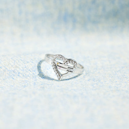 1-7 Names & Birthstones Heart Ring