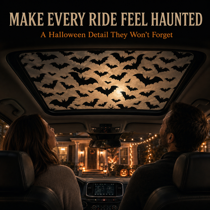 🕸🦇Halloween Sunroof Decal – Gothic Spiderweb & Bats Window Overlay