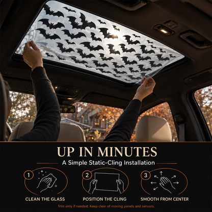 🕸🦇Halloween Sunroof Decal – Gothic Spiderweb & Bats Window Overlay