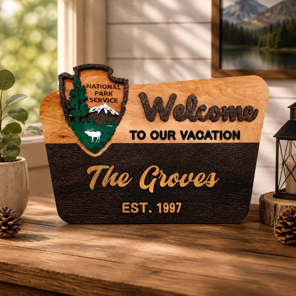 Custom Wooden Plaque - Personalized Adventure Gifts For Couples, Husband & Wife - Welcome To Our Adventure