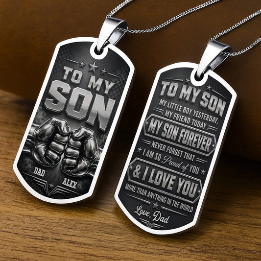 Custom To My Son Necklace - Personalized Dog Tag Gifts For Son - Proud Of You Always
