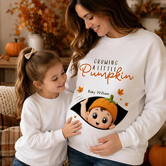 Custom Baby Pumpkin Shirt - Personalized Gifts For Mom-To-Be - Growing A Little Pumpkin