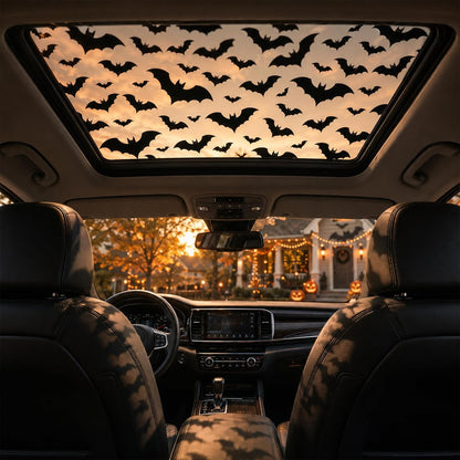 🕸🦇Halloween Sunroof Decal – Gothic Spiderweb & Bats Window Overlay