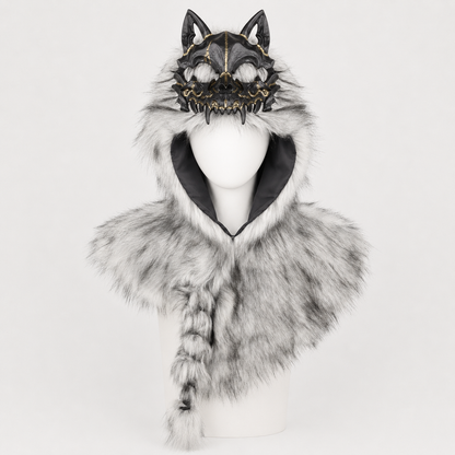 45% OFF🔥Viking Wolf Headdress – Black & Gold Werewolf Mask for Halloween, LARP & Cosplay