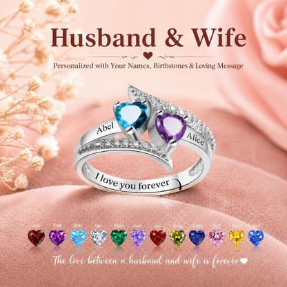 I Love You Forever - Personalized Promise Birthstones Ring