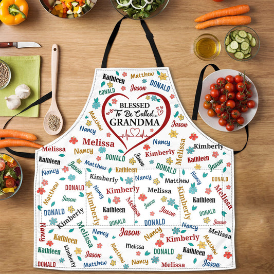 Blessed To Be Called Grandma Colorful - Personalized Apron With Pocket