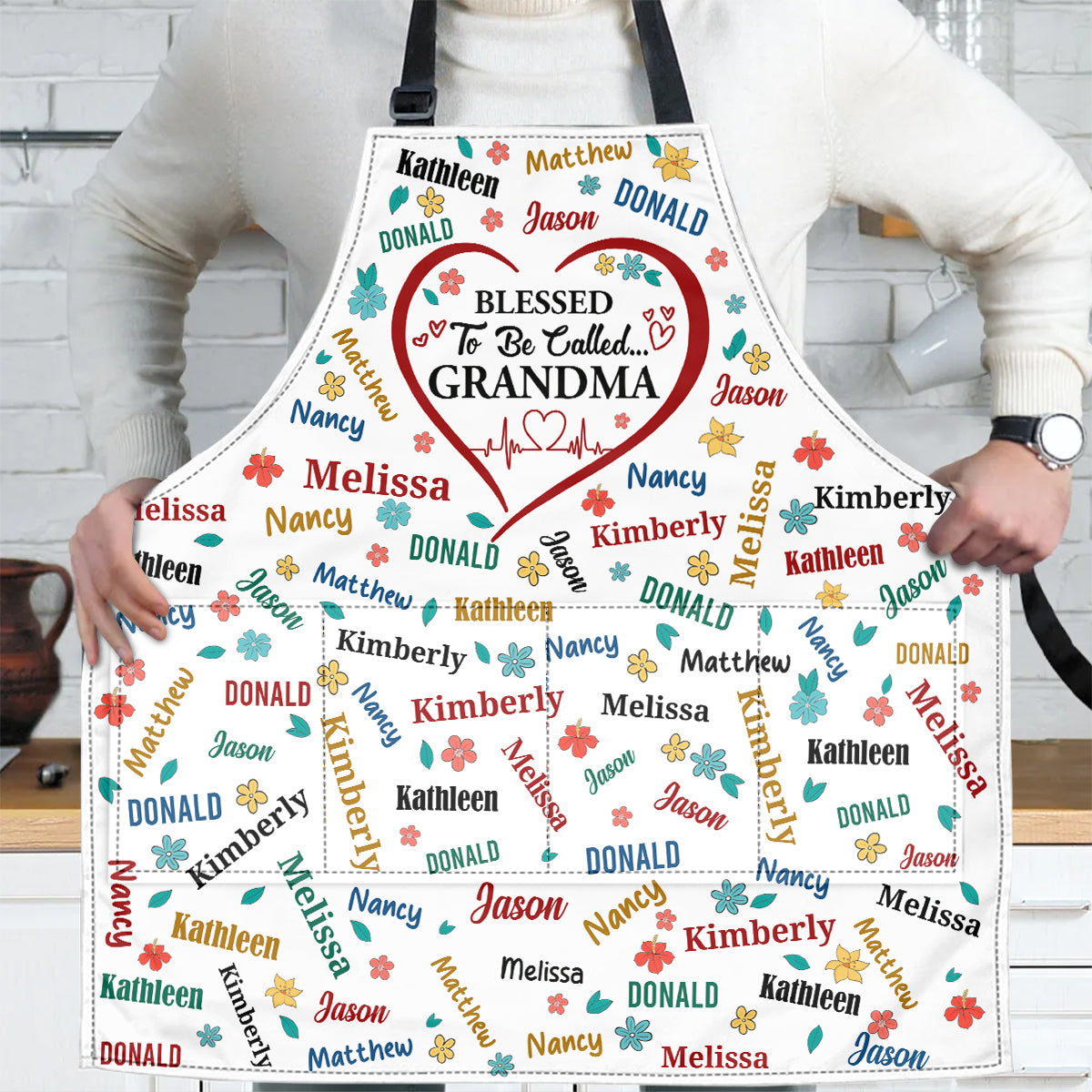 Blessed To Be Called Grandma Colorful - Personalized Apron With Pocket