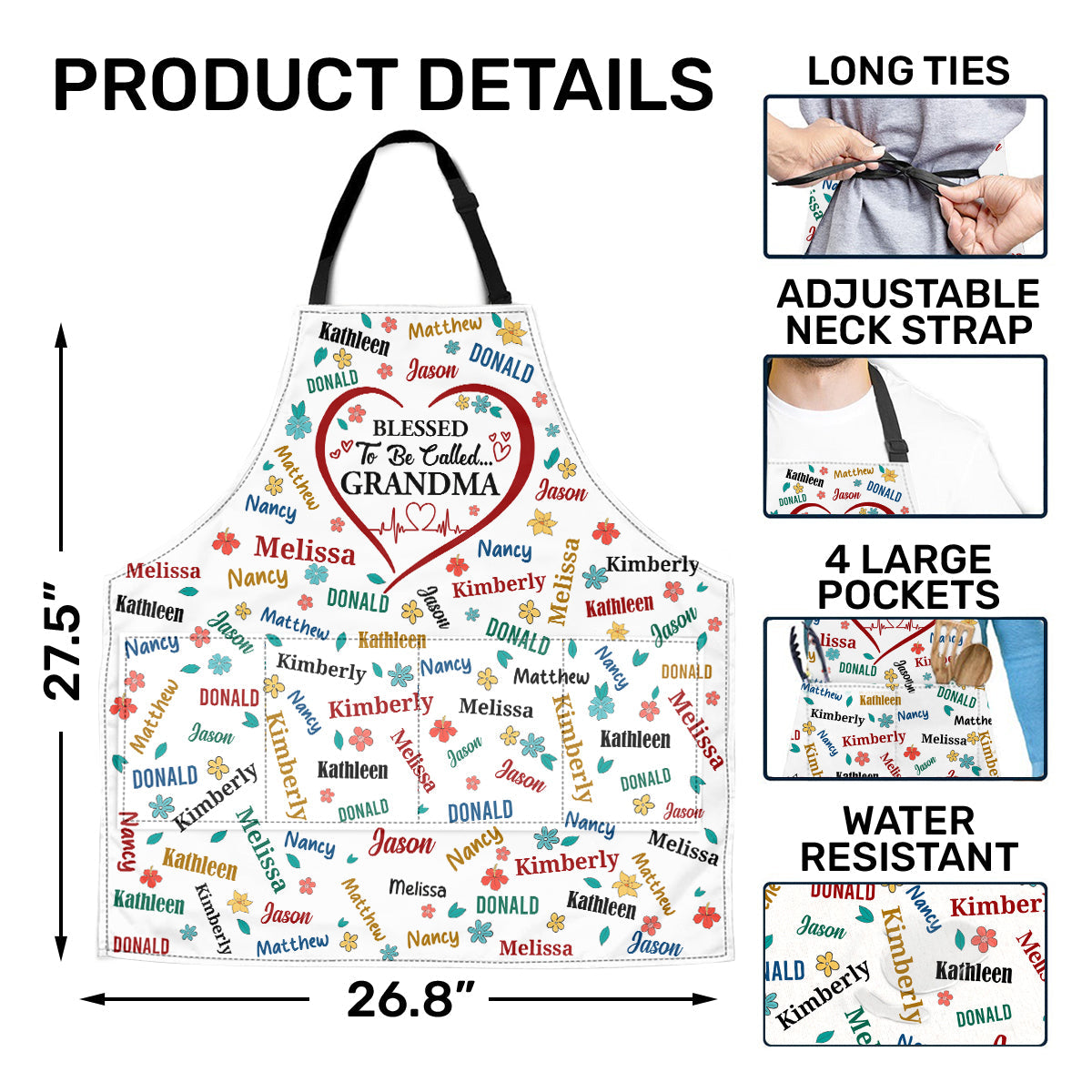 Blessed To Be Called Grandma Colorful - Personalized Apron With Pocket
