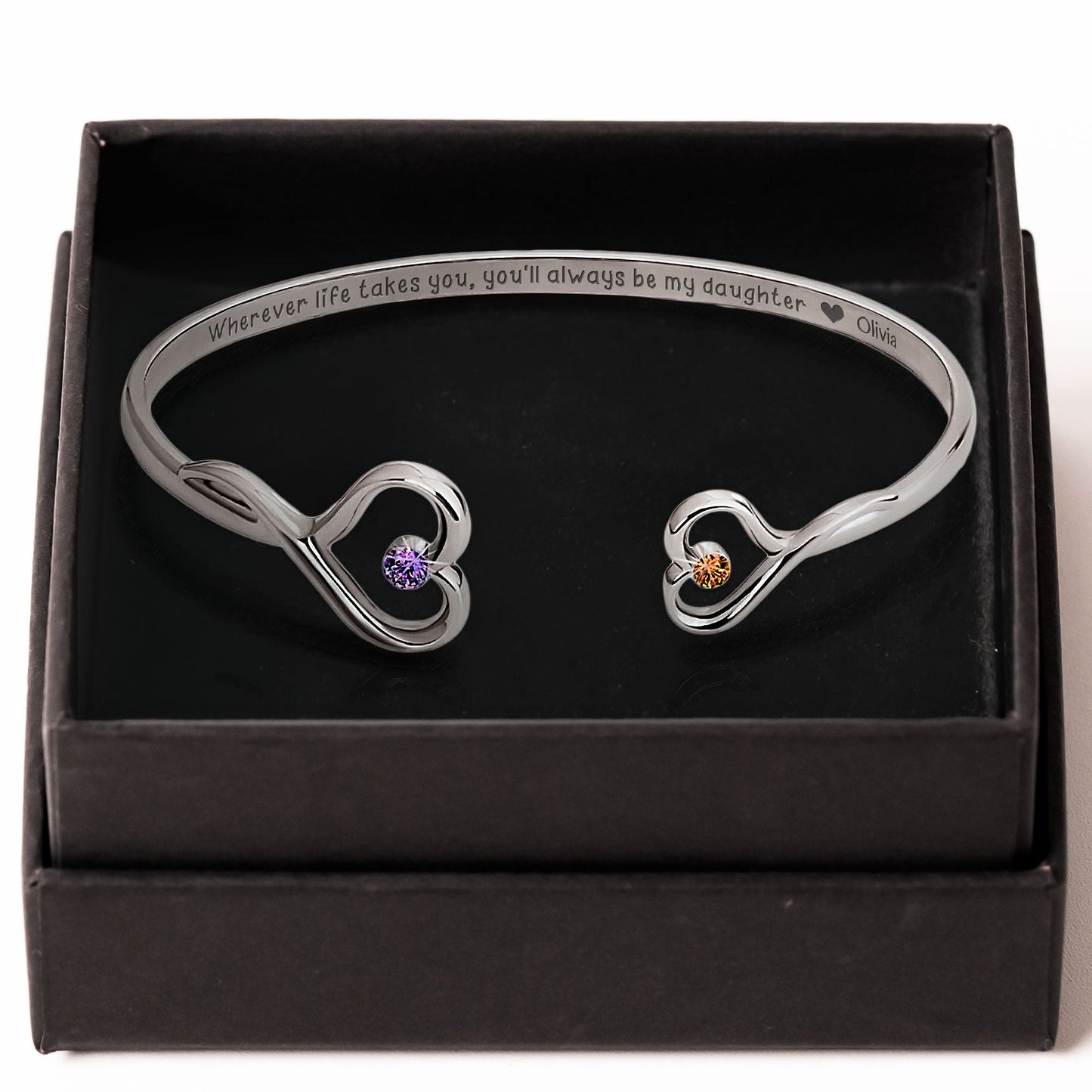 Wherever Life Takes You You'll Always Be My Daughter - Personalized Heart Bracelet